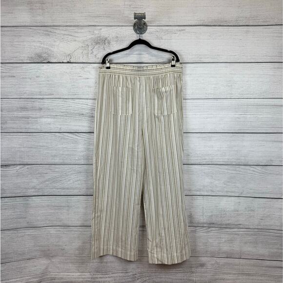 Kate & Sam Plus Size Tan Cream Striped Tie Waist Wide Leg Pants Size XXL - Picture 6 of 9